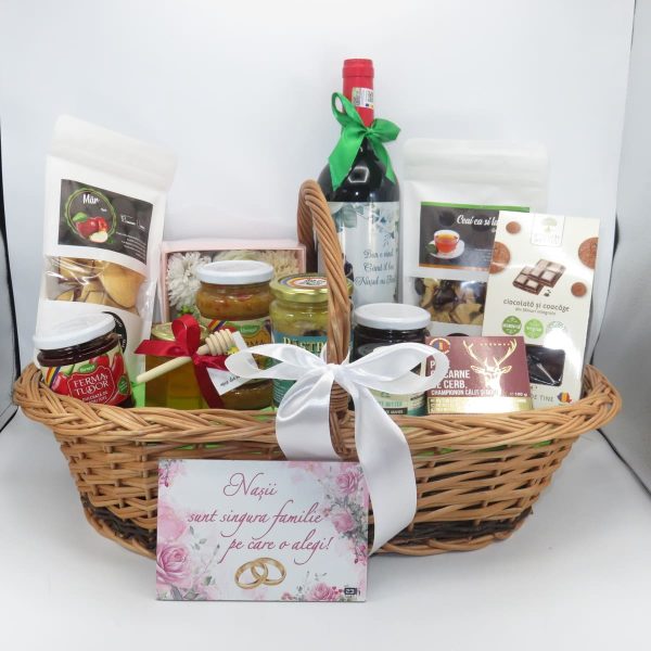 Coș cadou pentru Nași, 14 produse & mesaj plăcuță roz - ILIF507035 - imagine 9