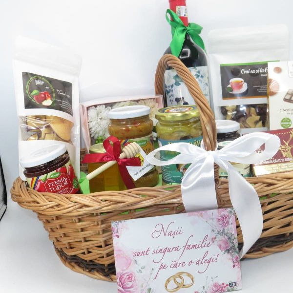Coș cadou pentru Nași, 14 produse & mesaj plăcuță roz - ILIF507035 - imagine 8