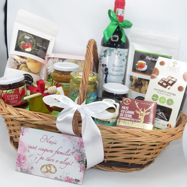 Coș cadou pentru Nași, 14 produse & mesaj plăcuță roz - ILIF507035 - imagine 7