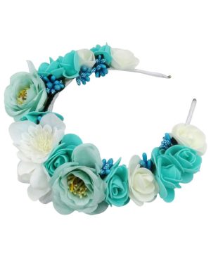 Diademă de păr, decorată cu flori de mătase, nuanțe de albastru - ILIF507026