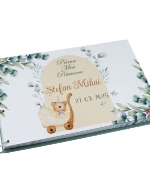Guest Book Botez – carte mesaje invitați - Prima mea petrecere, Frunze Personalizat - ILIF507009