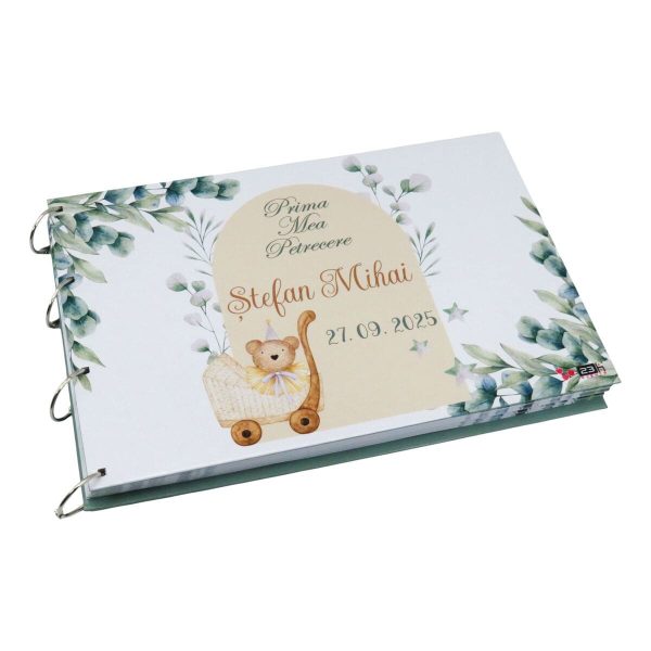 Guest Book Botez – carte mesaje invitați - Prima mea petrecere, Frunze Personalizat - ILIF507009