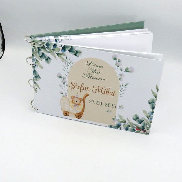 Guest Book Botez – carte mesaje invitați - Prima mea petrecere, Frunze Personalizat - ILIF507009 - imagine 4
