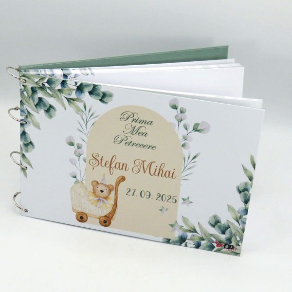 Guest Book Botez – carte mesaje invitați - Prima mea petrecere, Frunze Personalizat - ILIF507009 - imagine 2