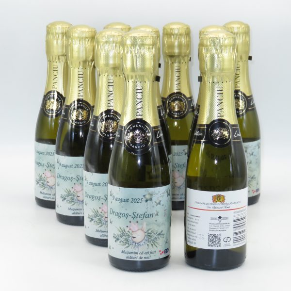 Mărturie botez băiețel, sticluță vin spumant, Iepuraș, model personalizat - ILIF507040 - imagine 7