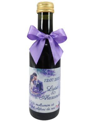 Marturie nunta, Sticluta de Vin personalizata & fundita, Lavanda Mov – ILIF507014