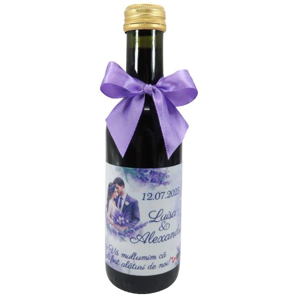 Marturie nunta, Sticluta de Vin personalizata & fundita, Lavanda Mov - ILIF507014