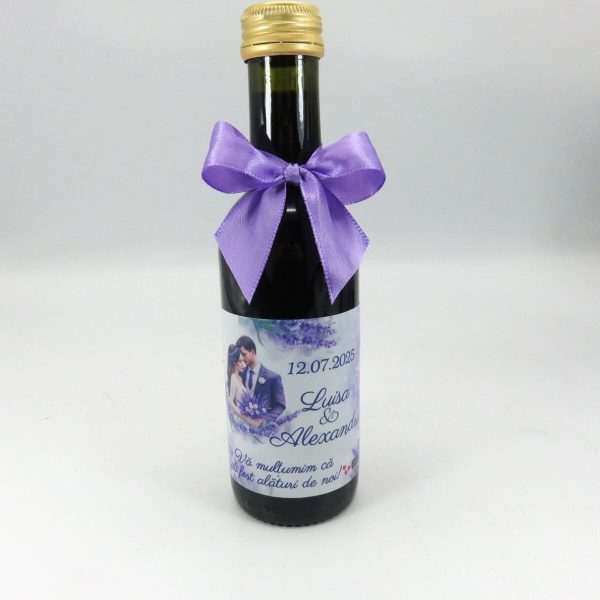 Marturie nunta, Sticluta de Vin personalizata & fundita, Lavanda Mov - ILIF507014 - imagine 3