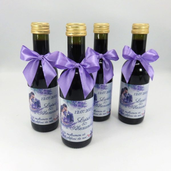 Marturie nunta, Sticluta de Vin personalizata & fundita, Lavanda Mov - ILIF507014 - imagine 4