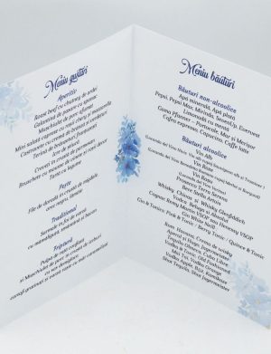 Meniu nuntă și botez cu design floral, model pentru băiețel – MIBC507002