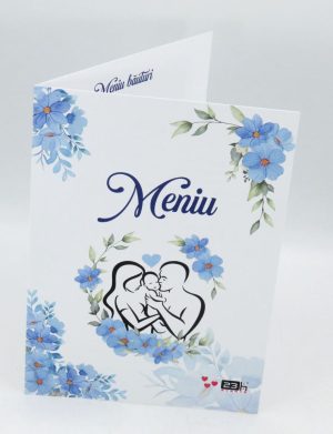 Meniu nuntă și botez cu design floral, model pentru băiețel – MIBC507002
