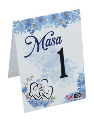 Număr masă nuntă și botez cu design floral, model pentru băiețel - MIBC507003