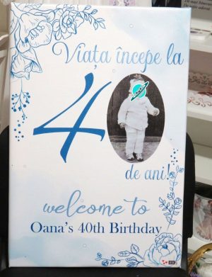 Panou Bun Venit pentru ziua de naștere, personalizat cu fotografie, dim. 40×60 cm – ILIF507020