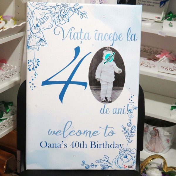 Panou Bun Venit pentru ziua de naștere, personalizat cu fotografie, dim. 40x60 cm - ILIF507020 - imagine 5