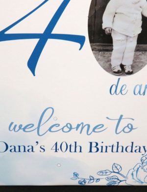 Panou Bun Venit pentru ziua de naștere, personalizat cu fotografie, dim. 40×60 cm – ILIF507020