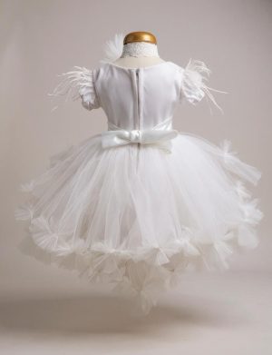 Rochiță botez fetiță cu bentiță – culoare alb cu tulle – ILIF507051