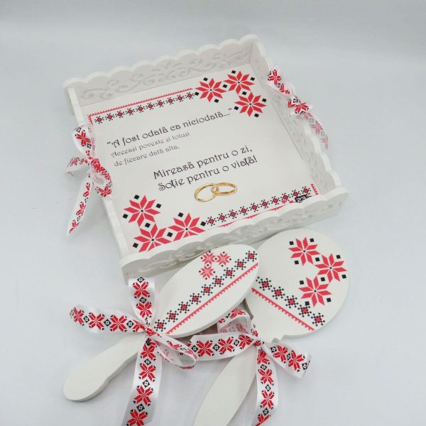 Set gătit mireasa, Tradițional - Soție pentru o viață, tăviță dantelată nepersonalizată, 3 piese - ILIF507013 - imagine 4