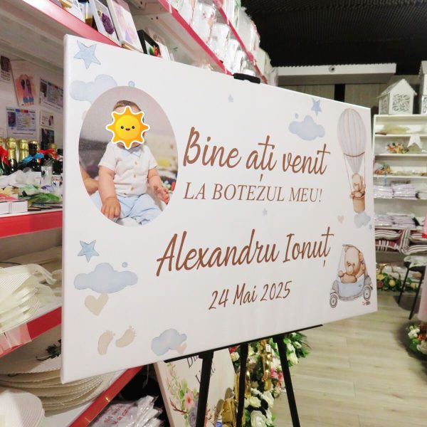 Tablou Bine Ați Venit! botez, Ursuleți de Plus, personalizat cu fotografie, dim. 90x60 cm - ILIF507021 - imagine 5