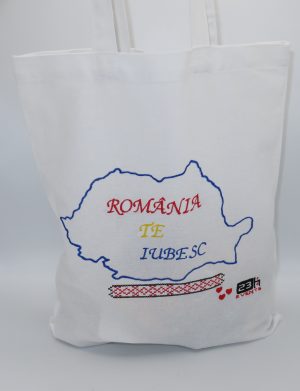 Traistă brodată cu model tradițional, 33×39 cm – fabricată în România – ILIF507018