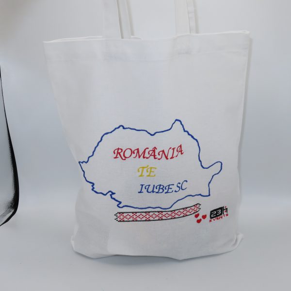 Traistă brodată cu model tradițional, 33x39 cm - fabricată în România - ILIF507018 - imagine 4