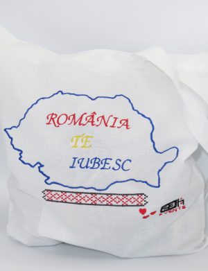 Traistă brodată cu model tradițional, 33×39 cm – fabricată în România – ILIF507018