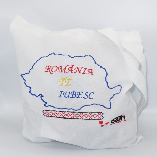 Traistă brodată cu model tradițional, 33x39 cm - fabricată în România - ILIF507018 - imagine 2