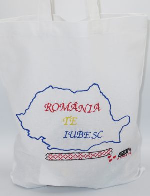Traistă brodată cu model tradițional, 33×39 cm – fabricată în România – ILIF507018