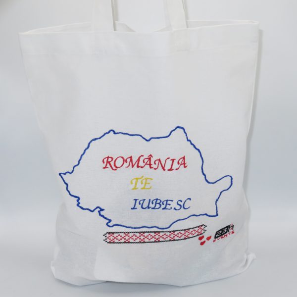 Traistă brodată cu model tradițional, 33x39 cm - fabricată în România - ILIF507018 - imagine 3