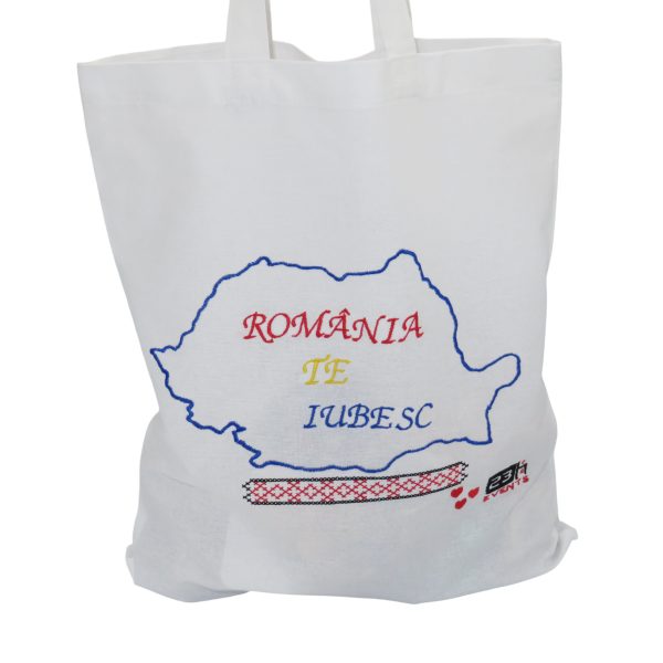 Traistă brodată cu model tradițional, 33x39 cm - fabricată în România - ILIF507018