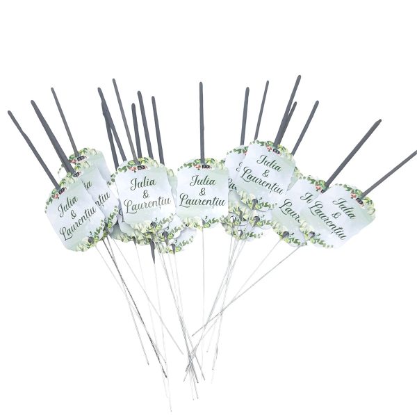 Artificii / sparklers 25cm cu eticheta personalizata nunta, miri, verde - MIBC507005 - imagine 2