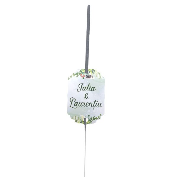 Artificii / sparklers 25cm cu eticheta personalizata nunta, miri, verde - MIBC507005