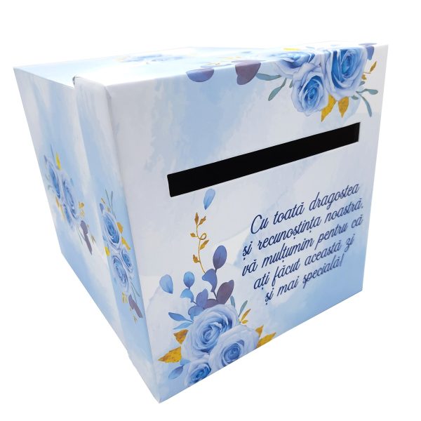 Cutie dar (bani) nunta & botez, personalizata, Miri si Bebe, bleu, dim. 21x21x26 cm - MIBC507006 - imagine 5