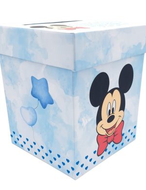 Cutie dar (bani) botez, nepersonalizata, tematica Mickey mousse, bleu, dim. 21x21x26 cm – MIBC507007