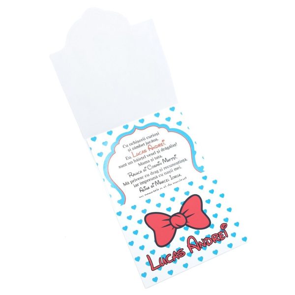 Invitatie botez baietel, cu plic personalizat, model Mickey cu buline inimioare bleo - MIBC507028 - imagine 8