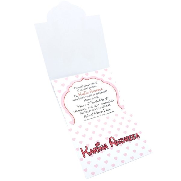 Invitatie botez fetiță, cu plic personalizat, model Minnie cu buline inimioare roz - MIBC507029 - imagine 7