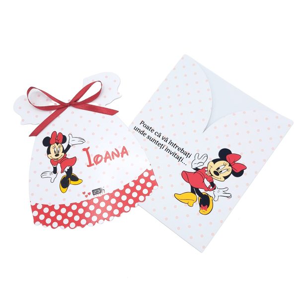 Invitatie botez Rochita cu plic personalizat, model Minnie cu buline, pentru fetita - MIBC507030 - imagine 4