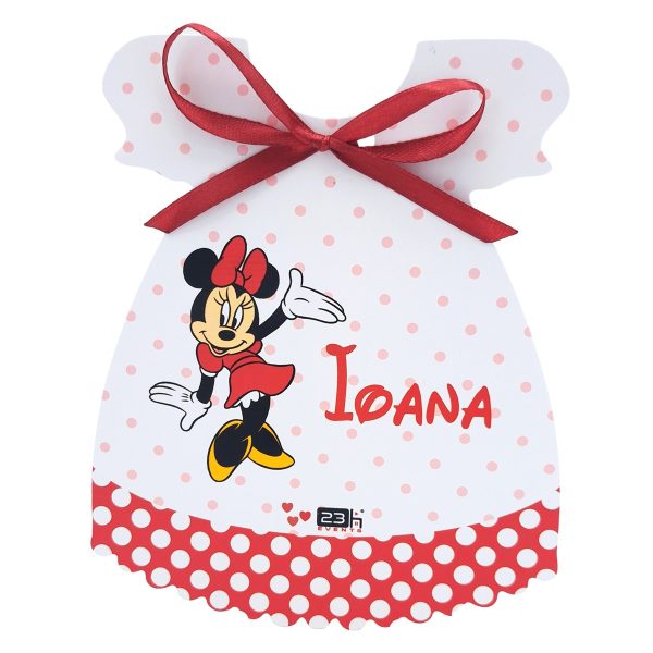 Invitatie botez Rochita cu plic personalizat, model Minnie cu buline, pentru fetita - MIBC507030 - imagine 7