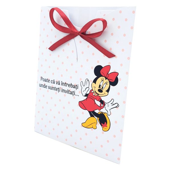 Invitatie botez Rochita cu plic personalizat, model Minnie cu buline, pentru fetita - MIBC507030 - imagine 2