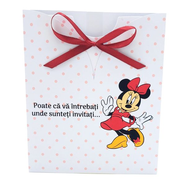 Invitatie botez Rochita cu plic personalizat, model Minnie cu buline, pentru fetita - MIBC507030 - imagine 3