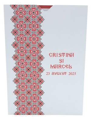 Invitatie nunta tip card 17×12 in plic tip buzunar, tematica traditional rosu – MIBC507027