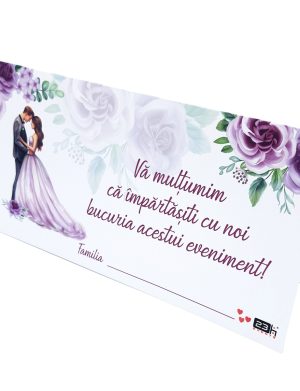 Plic de dar nunta, cu trandafiri in nuante de mov si lila, cuplu miri, nepersonalizat  – MIBC507020
