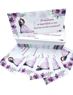 Plic de dar nunta, cu trandafiri in nuante de mov si lila, cuplu miri, nepersonalizat  – MIBC507020