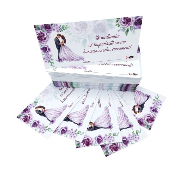 Plic de dar nunta, cu trandafiri in nuante de mov si lila, cuplu miri, nepersonalizat  - MIBC507020 - imagine 2