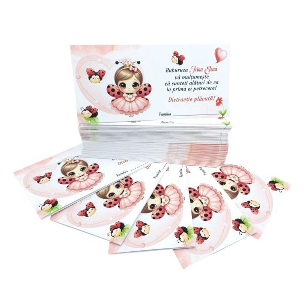 Plic de dar botez, nuante de rosu si gargarita / buburuza, personalizat cu nume  - MIBC507018 - imagine 4