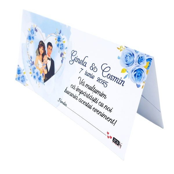 Plic de dar nunta si botez, cu trandafiri in nuante de bleo, cuplu miri si bebe, personalizat cu nume  - MIBC507019 - imagine 3