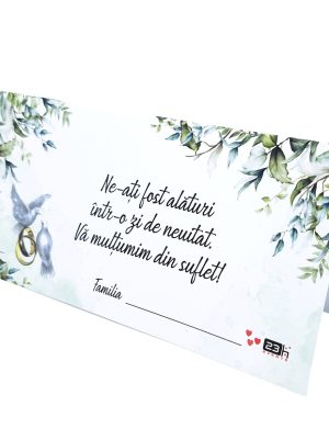 Plic de dar nunta, cu frunze verzi si porumbei cu verighete, nepersonalizat  – MIBC507022