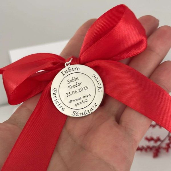 Banut moț argint 925, diametru 30mm, Prima Șuviță, personalizat - AAIF508001 - imagine 2