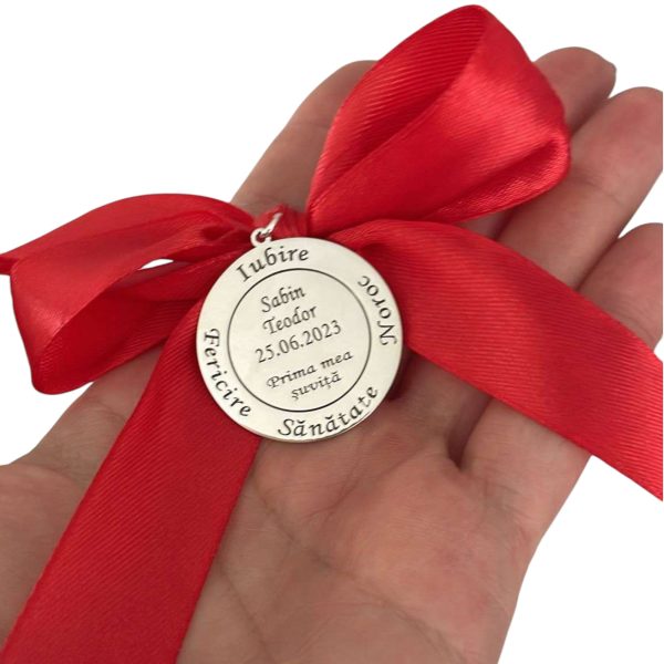 Banut moț argint 925, diametru 30mm, Prima Șuviță, personalizat - AAIF508001