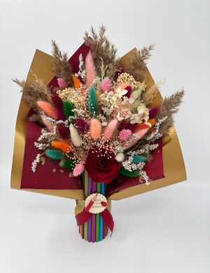 Buchet flori cadre didactice, aranjament cu flori uscate și creioane, roșu – DSPH508003