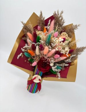 Buchet flori cadre didactice, aranjament cu flori uscate și creioane, roșu – DSPH508003